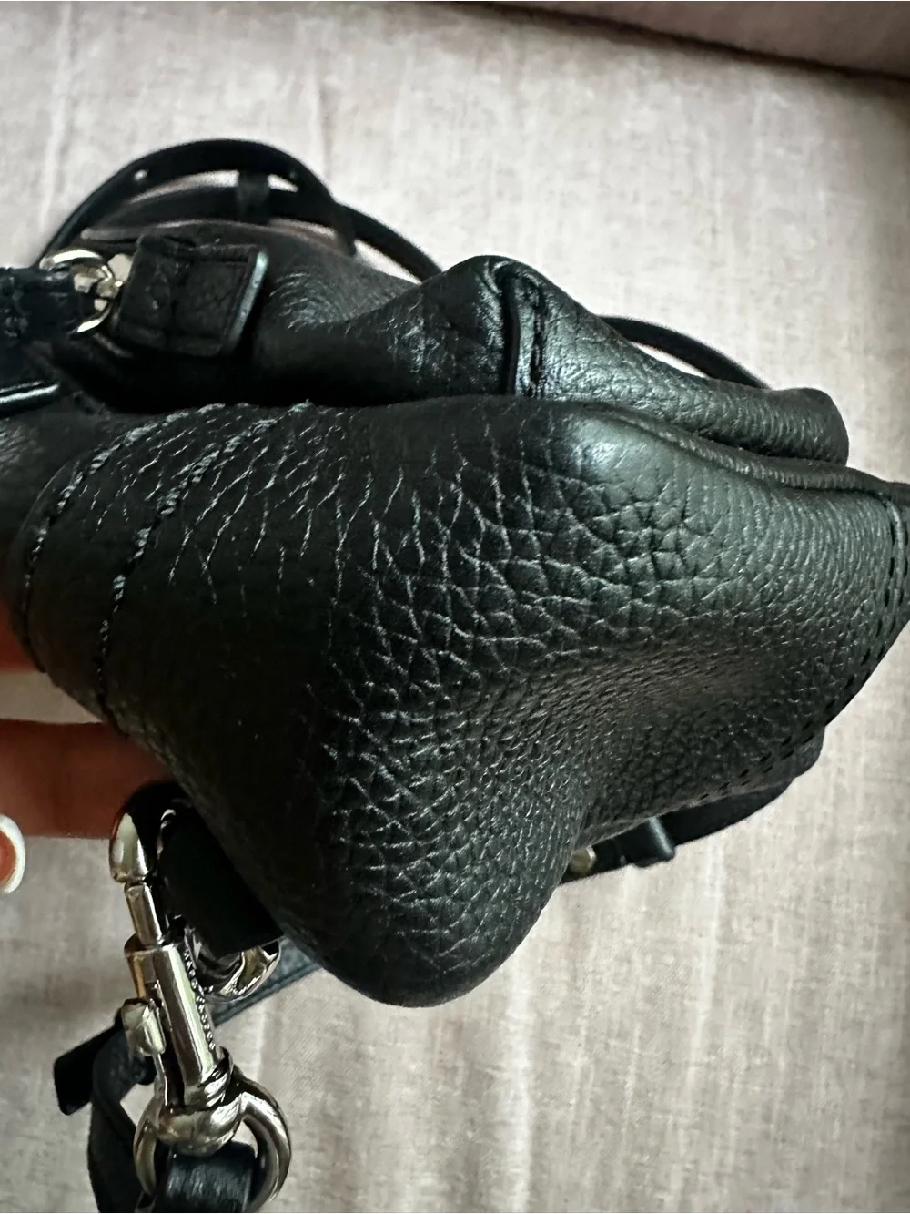 Marc Jacobs Black Pebbled Leather Mini Backpack Silver Hardware Crossbody Bag